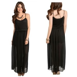 Black lace flattering strapless maxi dress